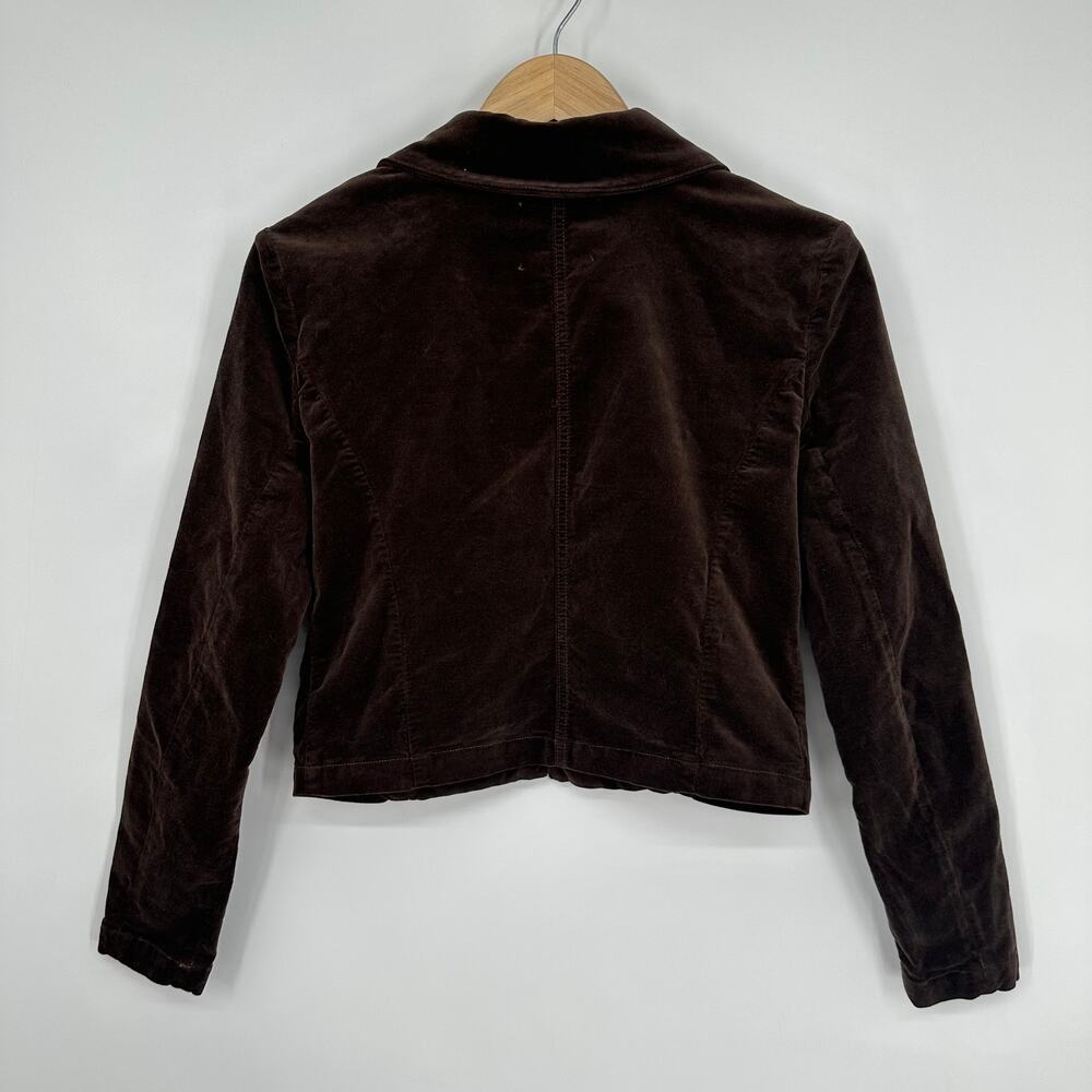 L’AGENCE Wayne Cropped Velvet Blazer Double Breasted Jacket Classic, Brown - Picture 7 of 8